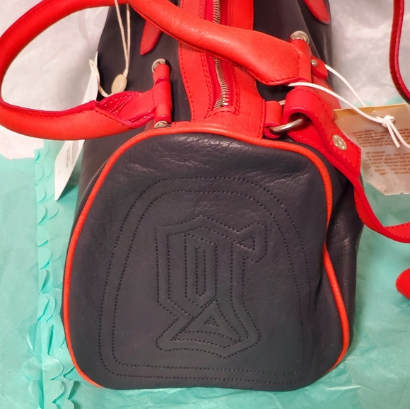 RARE! JOHN GALLIANO BLACK RED LEATHER BOSTON/BOWLING BAG NEW WITH TAG FULL SET - Picture 11 of 11